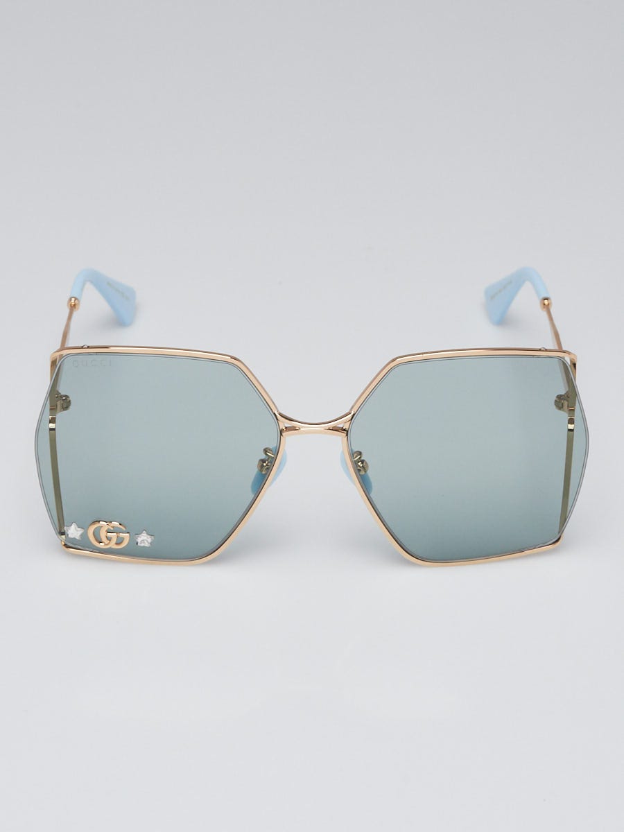 Gucci Goldtone Metal Frame Stars Oversized Sunglasses  display picture 2