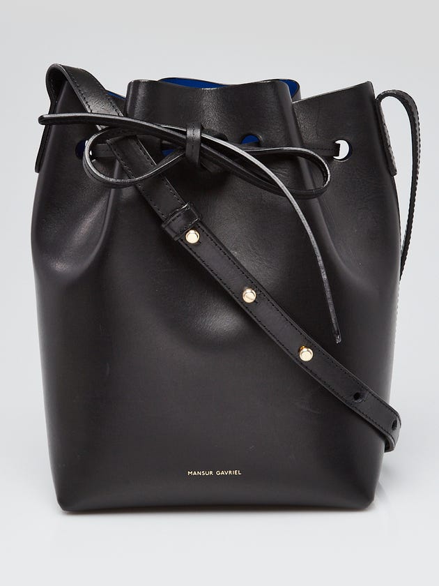 Mansur Gavriel Black/Royal Vegetable Tanned Leather Mini Bucket Bag