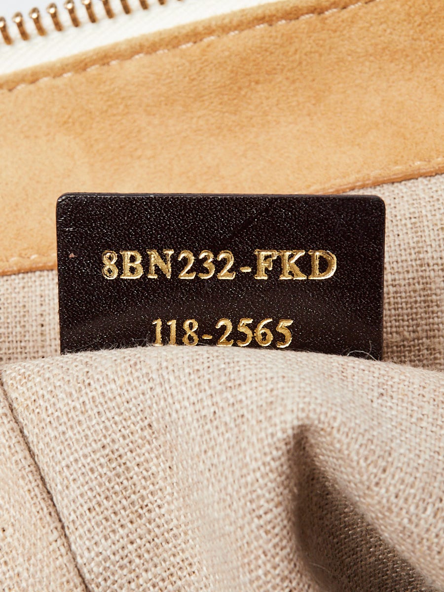 Fendi White/Blue/Brown Pebbled Leather 2Bag Colorblock Tote