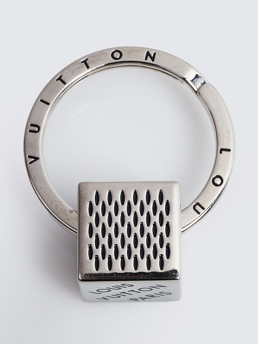 Louis Vuitton Silvertone Metal Damier Cube Key Ring - Yoogi's Closet