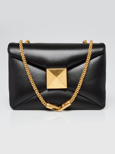 Valentino Black Lambskin Leather One Stud Small Shoulder Bag