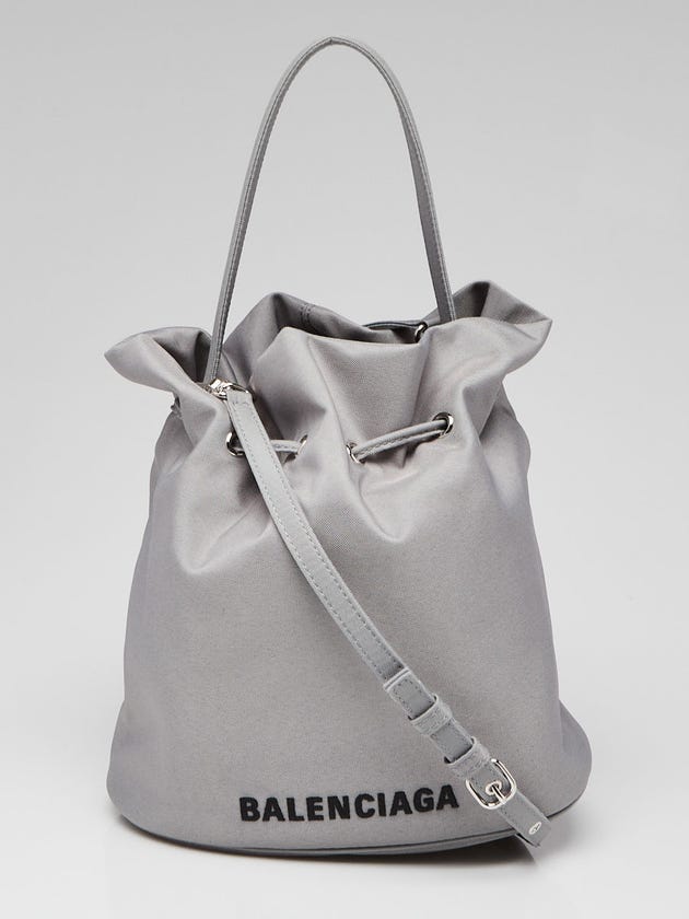 Balenciaga Grey Nylon Wheel Small Bucket Bag