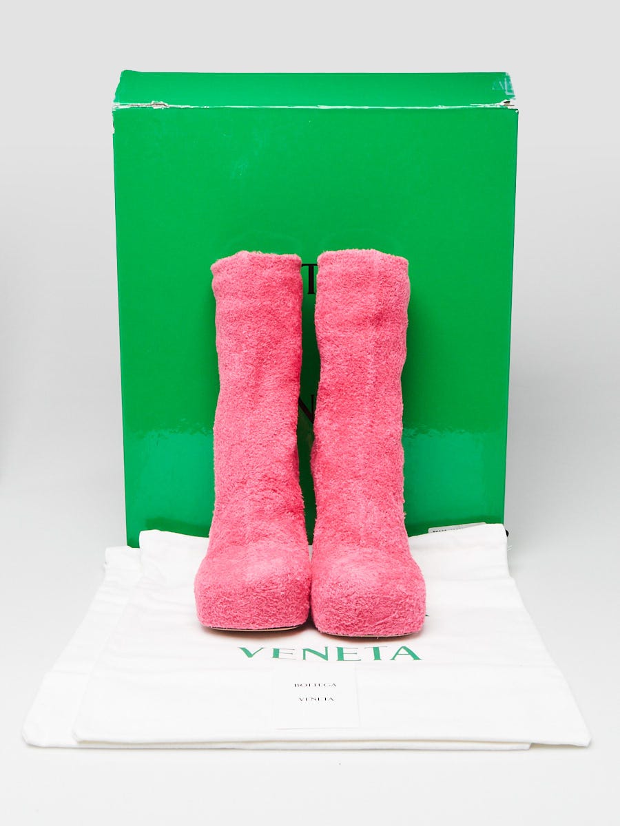 Bottega Veneta Pink Stretch Knit Fabric The Bold Boots Size 7.5/38