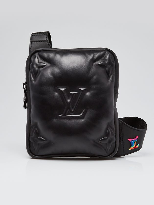 Louis Vuitton Black Monogram Puffy Lambskin Leather A4 Asymmetrical Sling Bag