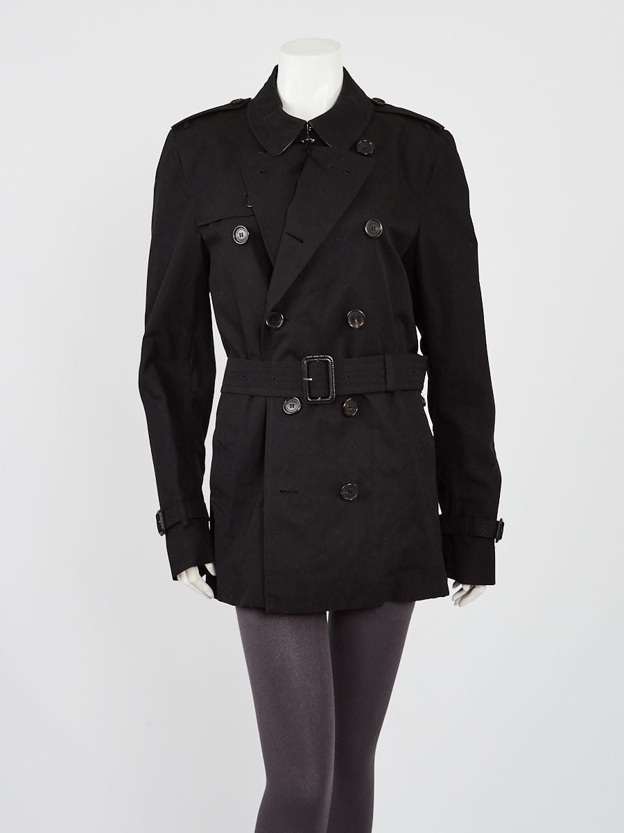 Burberry Black Cotton Short Trench Coat Size L/48 - Yoogi's