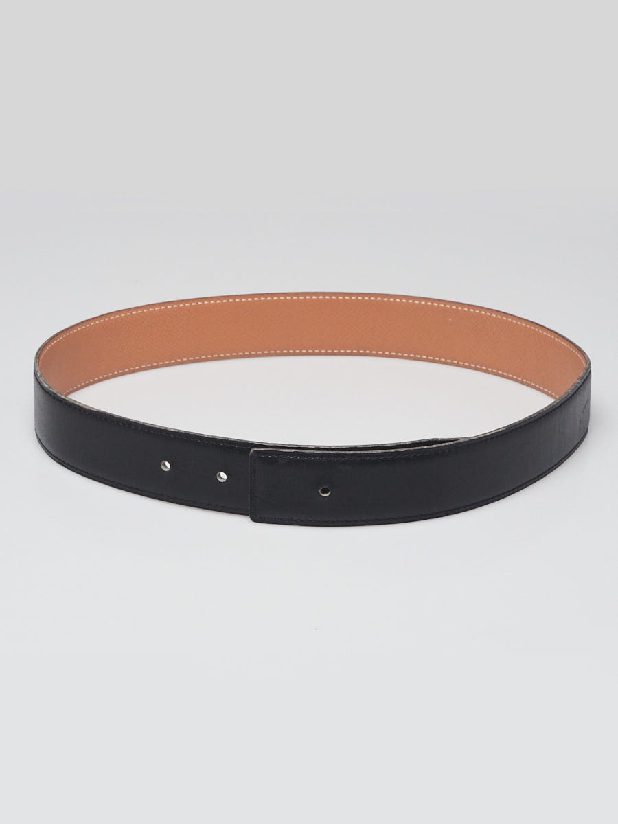 Hermes 32mm Black Box/Gold Epsom Leather Belt Size 65