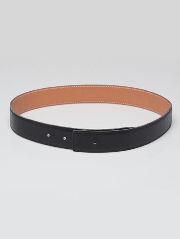Hermes 32mm Black Box/Gold Epsom Leather Belt Size 65