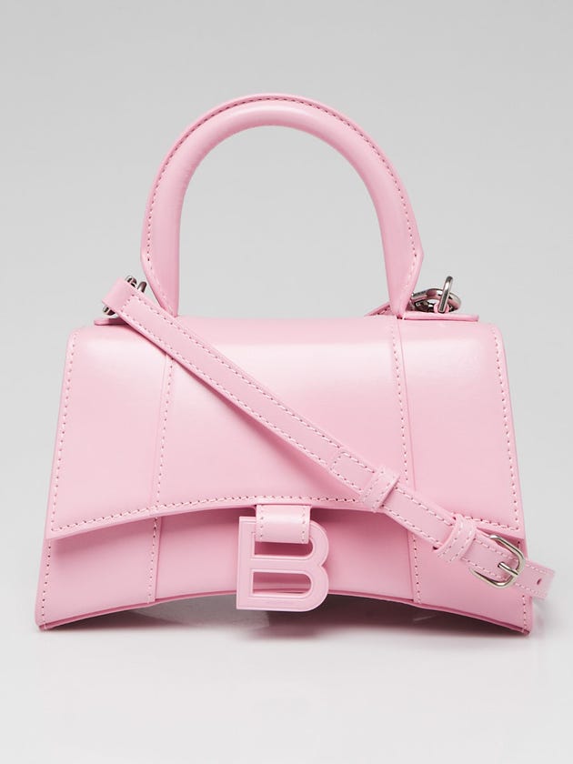 Balenciaga Pink Smooth Leather Hourglass XS Top Handle Bag