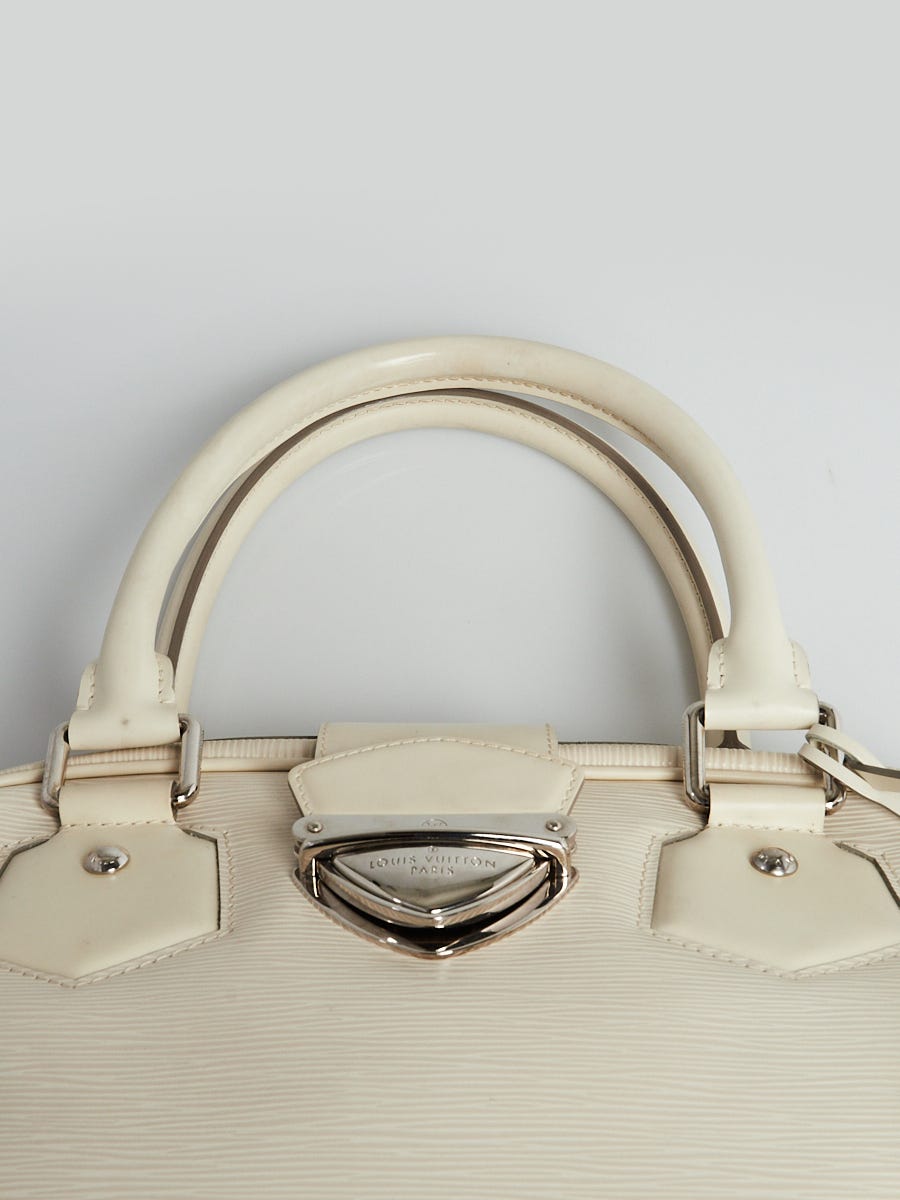 Louis Vuitton White Epi Leather Bowling Montaigne GM Bag - Yoogi's Closet