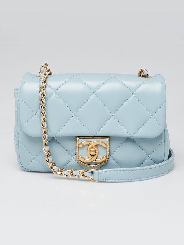 Chanel Blue Quilted Lambskin Leather Mini Flap Bag
