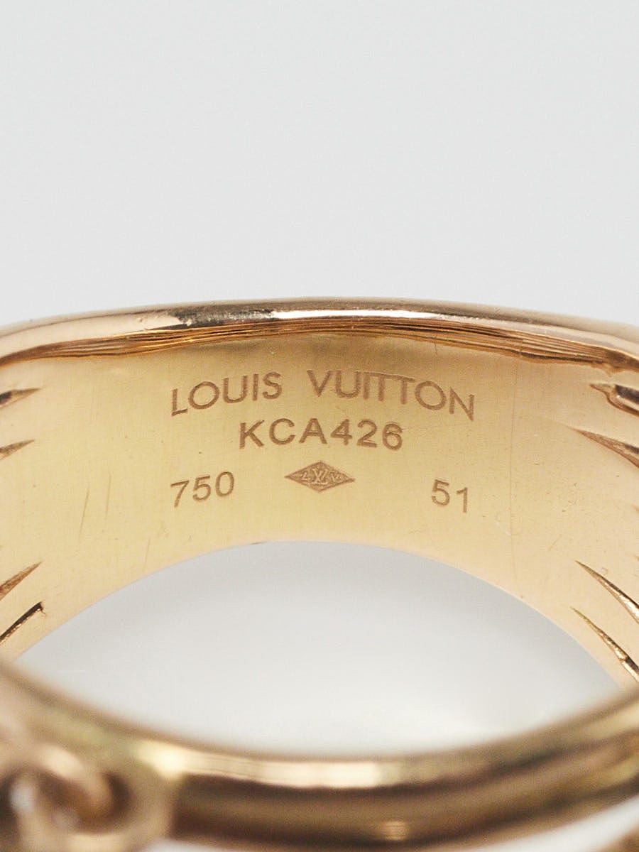 LOUIS VUITTON Pearl 18K Yellow Gold Monogram Ring 55-MTSJ135
