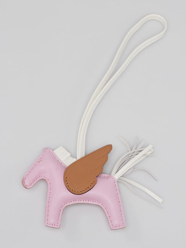 Hermes Mauve Sylvester/Chai/Craie Milo Lambskin Leather Rodeo Pegase PM Bag Charm