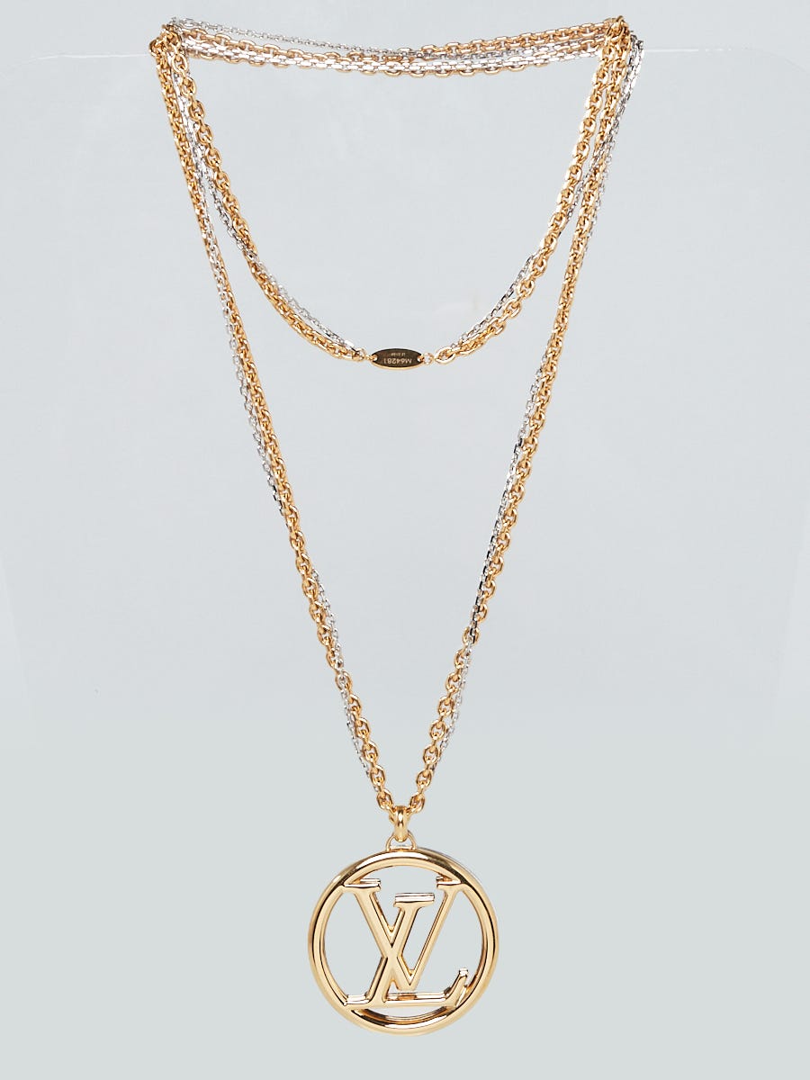 Louis Vuitton Goldtone/Silvertone Metal LV Emblem Brooch - Yoogi's Closet