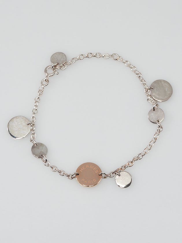 Hermes Sterling Silver and 18k Rose Gold Confettis Bracelet