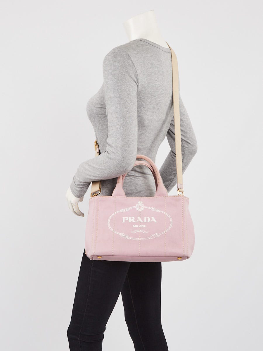 PRADA-Logo-Canapa-Mini-Canvas-2Way-Tote-Bag-Pink-1BG439 – dct