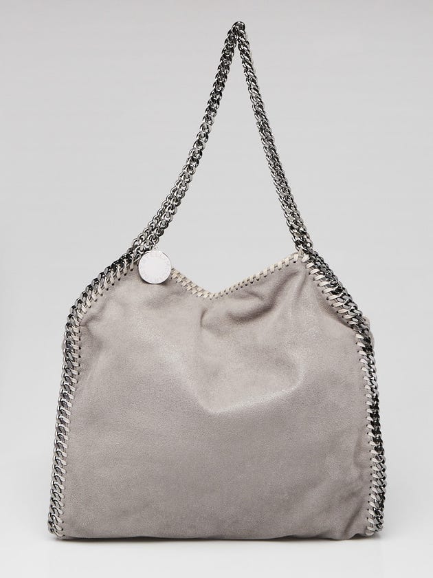 Stella McCartney Grey Shaggy Deer Faux-Leather Falabella Small Tote Bag
