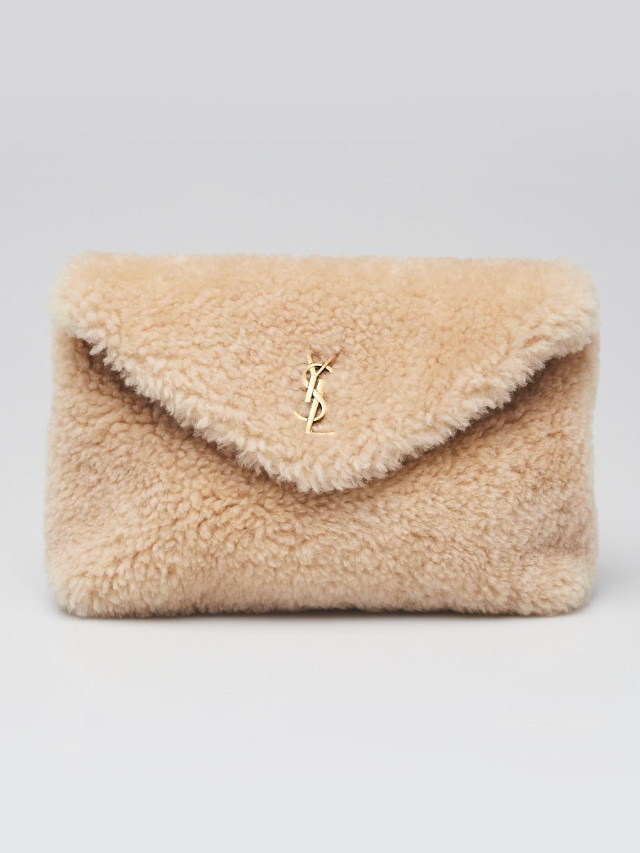 Yves Saint Laurent Shearling Puffer Clutch Bag