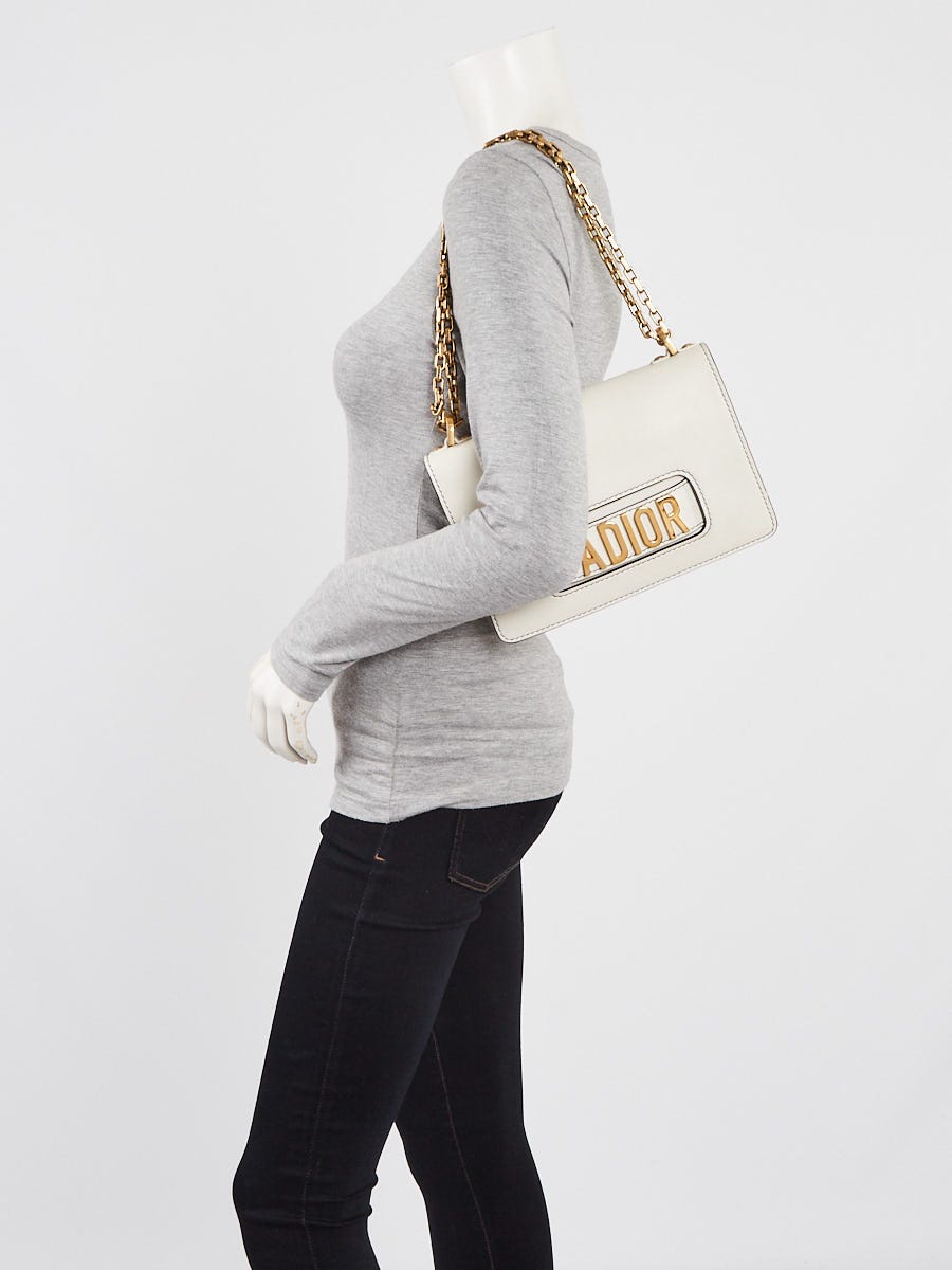 Christian Dior White Smooth Calfskin Leather J'ADIOR Shoulder Bag