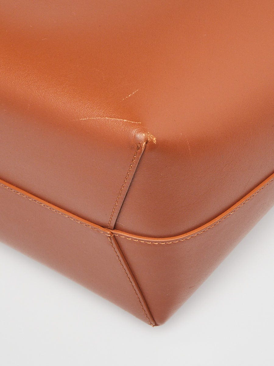 Mansur Gavriel Peach/Brown Canvas and Leather Large Tote at 1stDibs