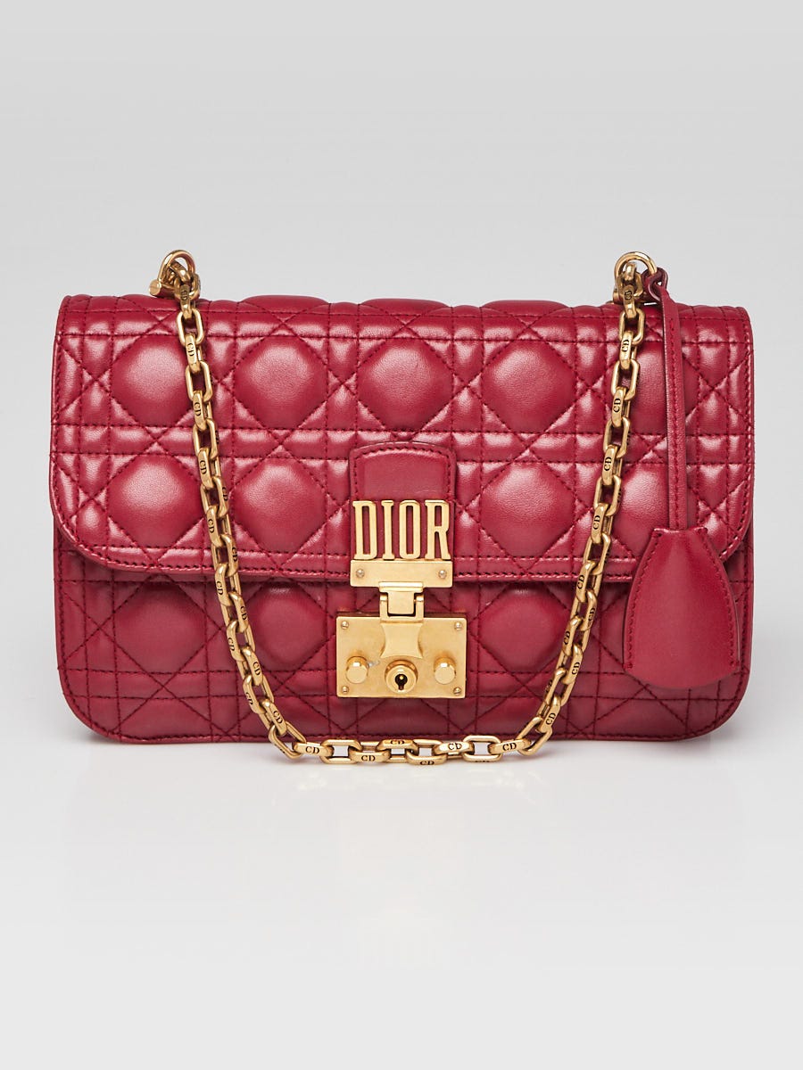 Christian Dior Red Cannage Quilted Lambskin Leather DiorAddict Medium Flap  Bag - Yoogi's Closet