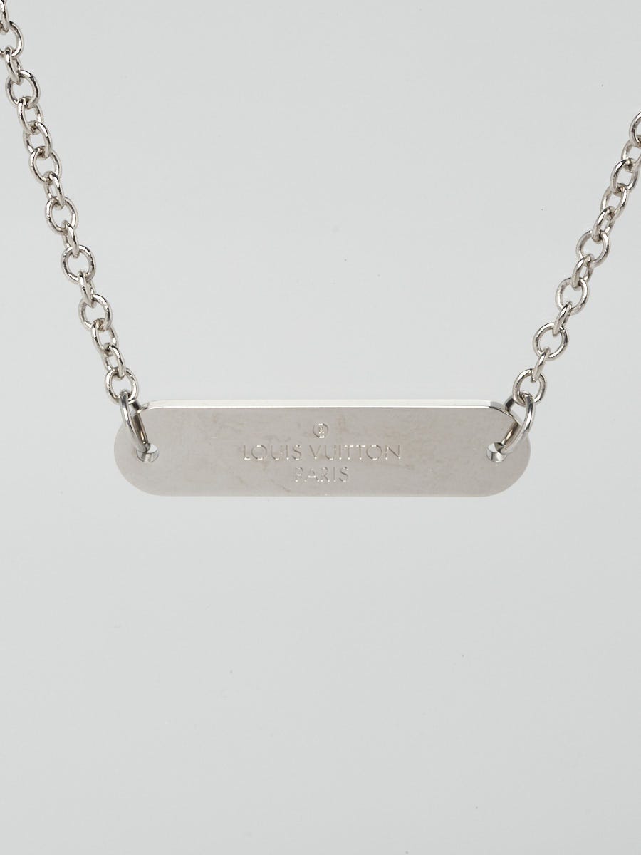 Louis Vuitton Dog Tag White Gold Pendant Necklace