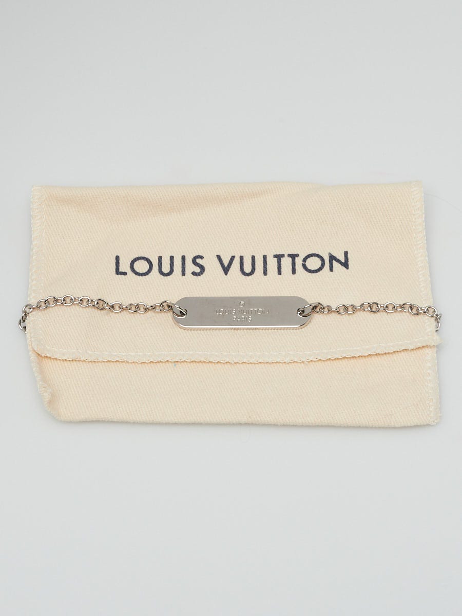 Louis Vuitton Silvertone Monogram Eclipse Pin Lock Necklace - Yoogi's Closet
