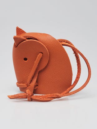Orange Swift Leather Tete De Cheval Horse Bag Charm