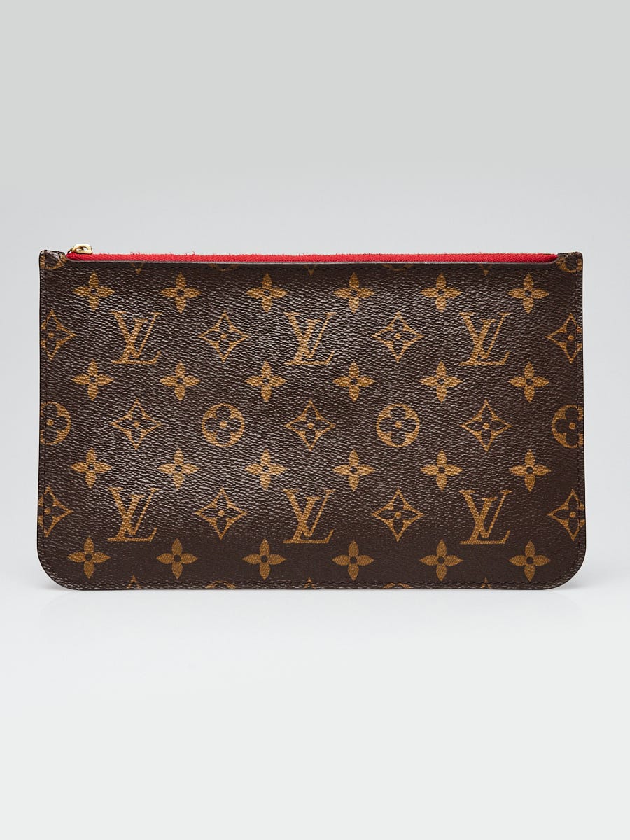 Louis Vuitton Rouge Monogram Canvas Neverfull Pochette Zippered Clutch Bag