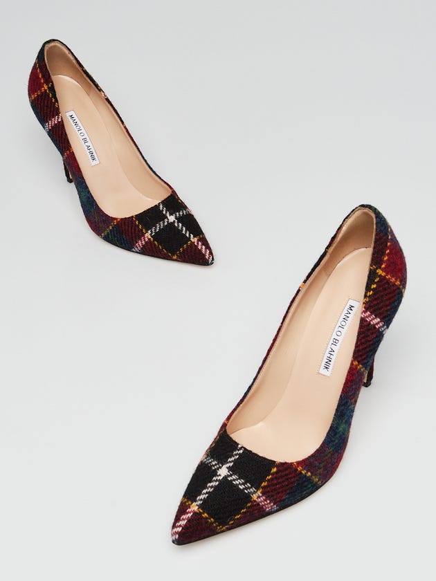 Manolo Blahnik Multicolor Wool Pointed Toe BB Pumps Size 7/37.5