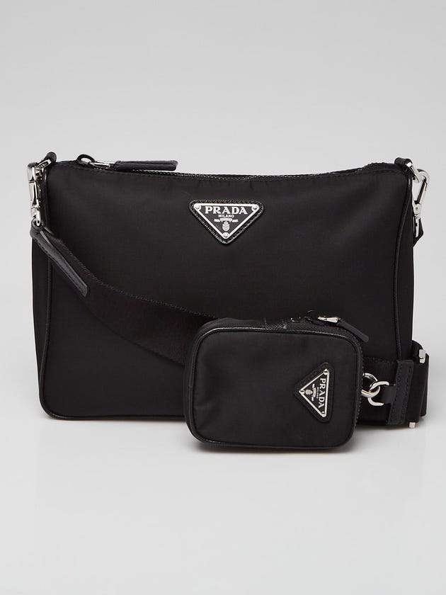 Prada Black Tessuto Re-Nylon and Saffiano Leather Shoulder Bag 2VH113