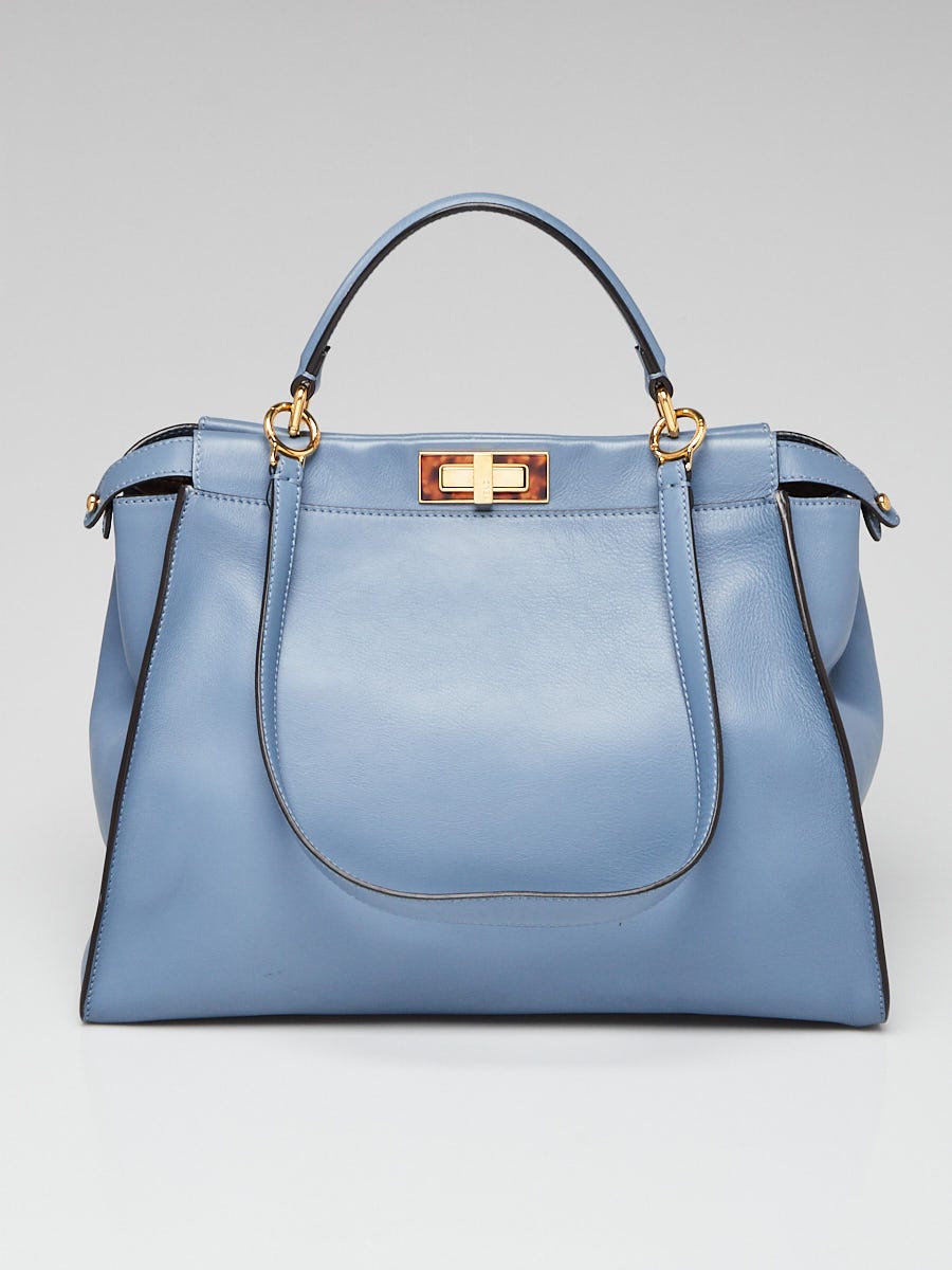 Fendi Blue Leather Large Peekaboo Bag 8BN210 Yoogi s Closet