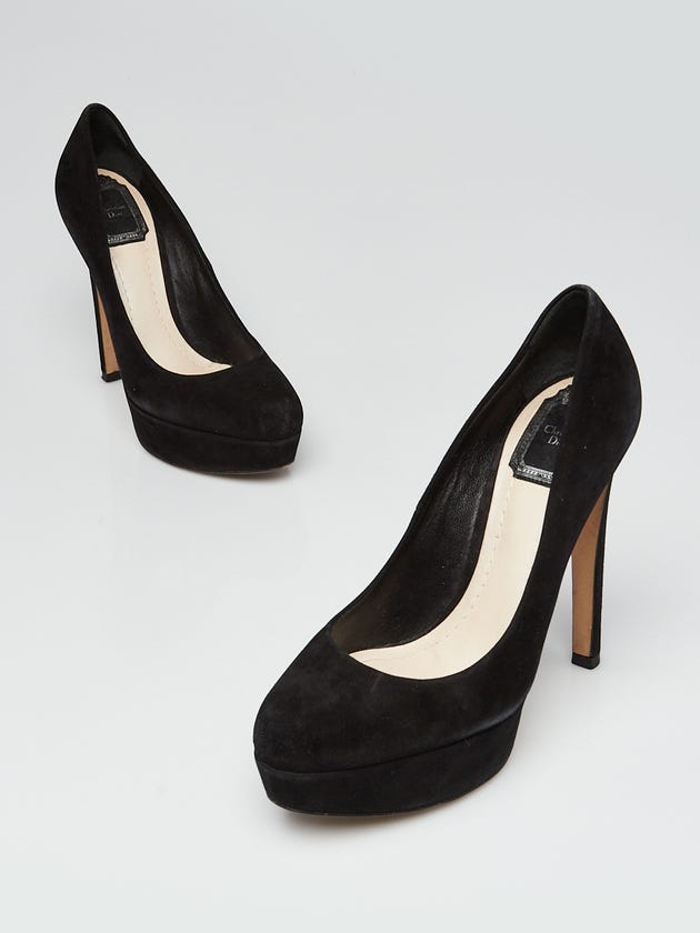 Christian Dior Black Suede Platform Pumps Size 7/37.5