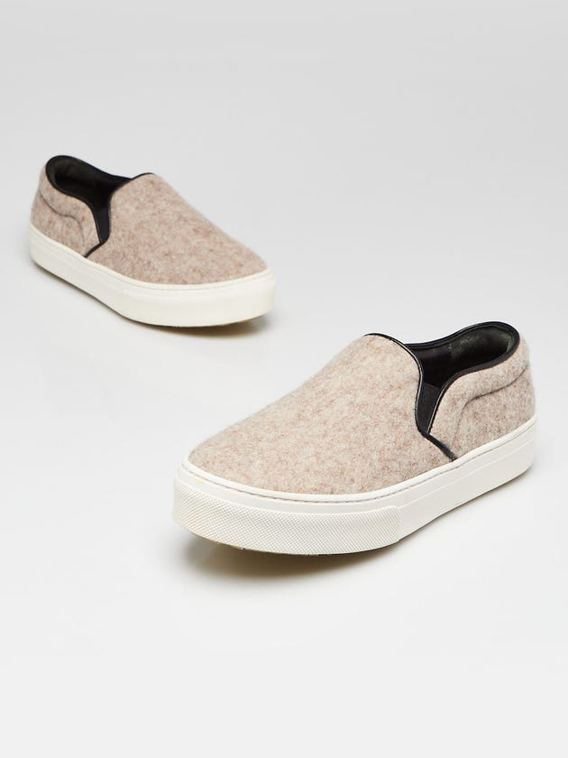 Celine Brown Wool Felt Slip On Sneakers Size 5.5/36
