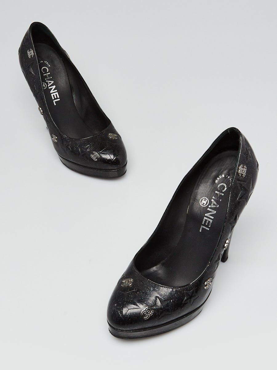 CHANEL T shoes 365 in Black Suede platform  VALOIS VINTAGE PARIS