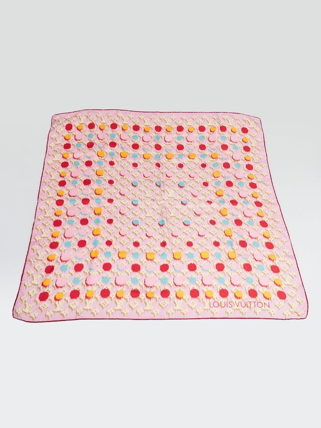 Louis Vuitton Pink Monogram Polka Dot Silk Square Scarf