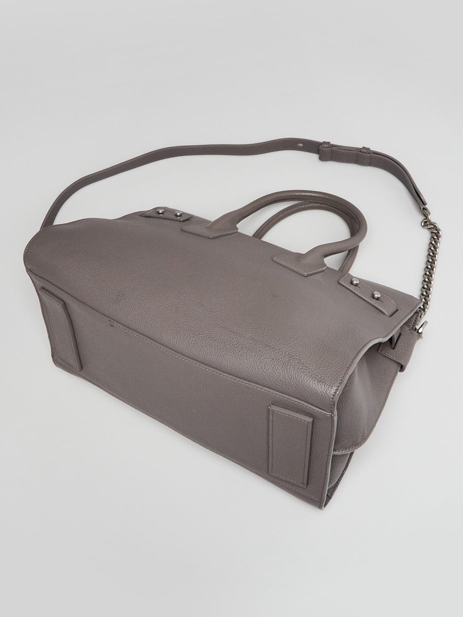 Yves Saint Laurent YSL Sac De Jour medium gray fog grain leather bag