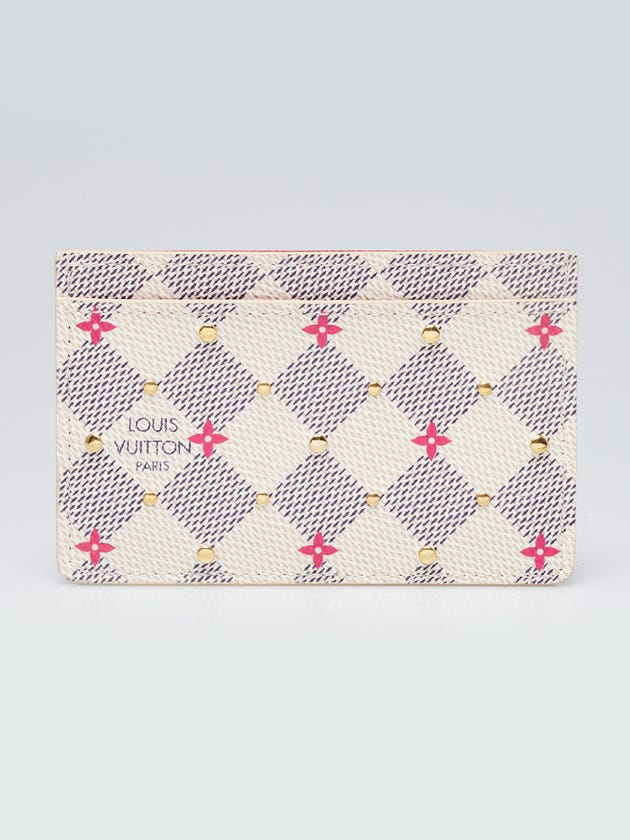 Louis Vuitton Limited Edition Damier Azur Canvas Studded Card Holder | Yoogi's Closet Louis Vuitton Limited Edition Damier Azur Canvas Studded Card Holder | Yoogi's Closet