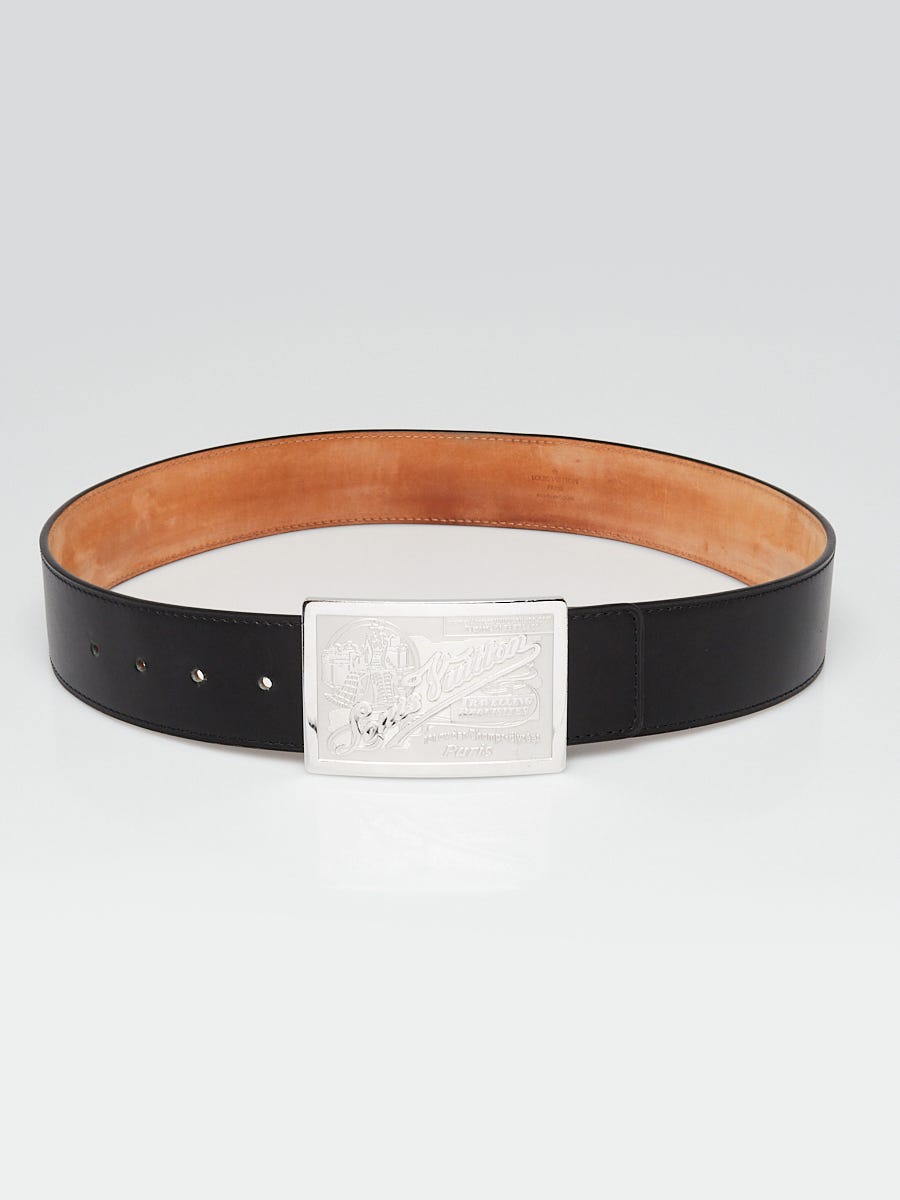Louis Vuitton Black Leather Traveling Requisites Belt Size 85/34