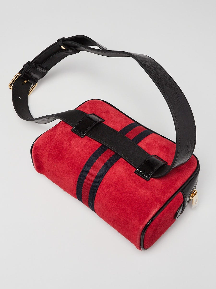 New Gucci Ophidia Belt Fanny Bag, Black Patent Leather&Suede Dustbag  Detach Belt