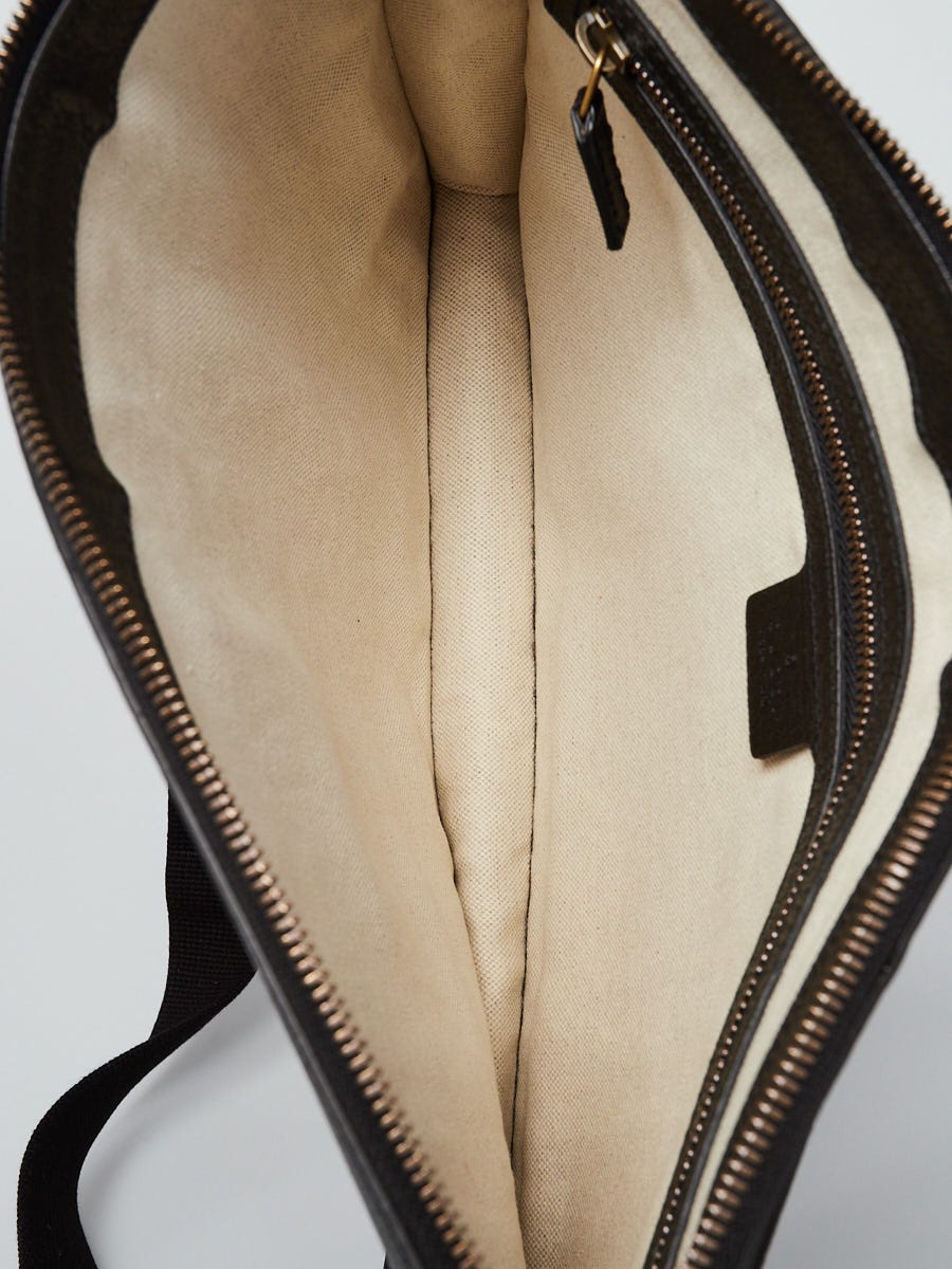 Gucci Black Leather Bee Star Messenger Bag - Yoogi's Closet