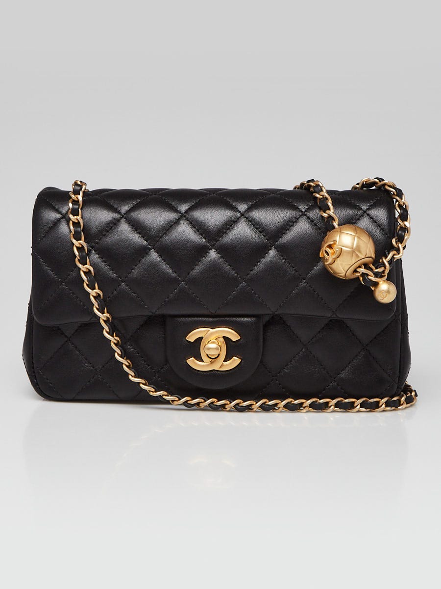 Chanel Black Quilted Lambskin Leather Pearl Crush Rectangular Mini Flap Bag  - Yoogi's Closet