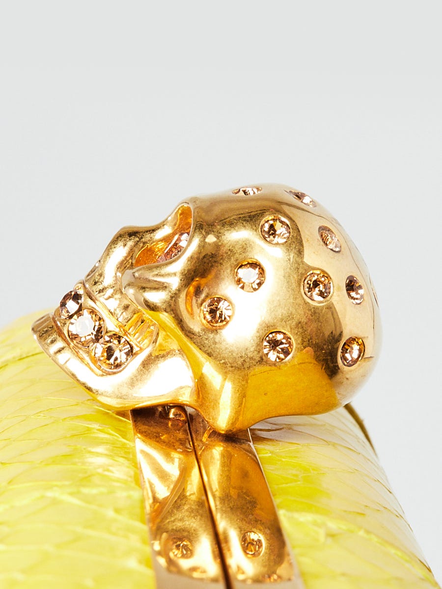 Alexander McQueen Yellow Python Skull Box Clutch Bag