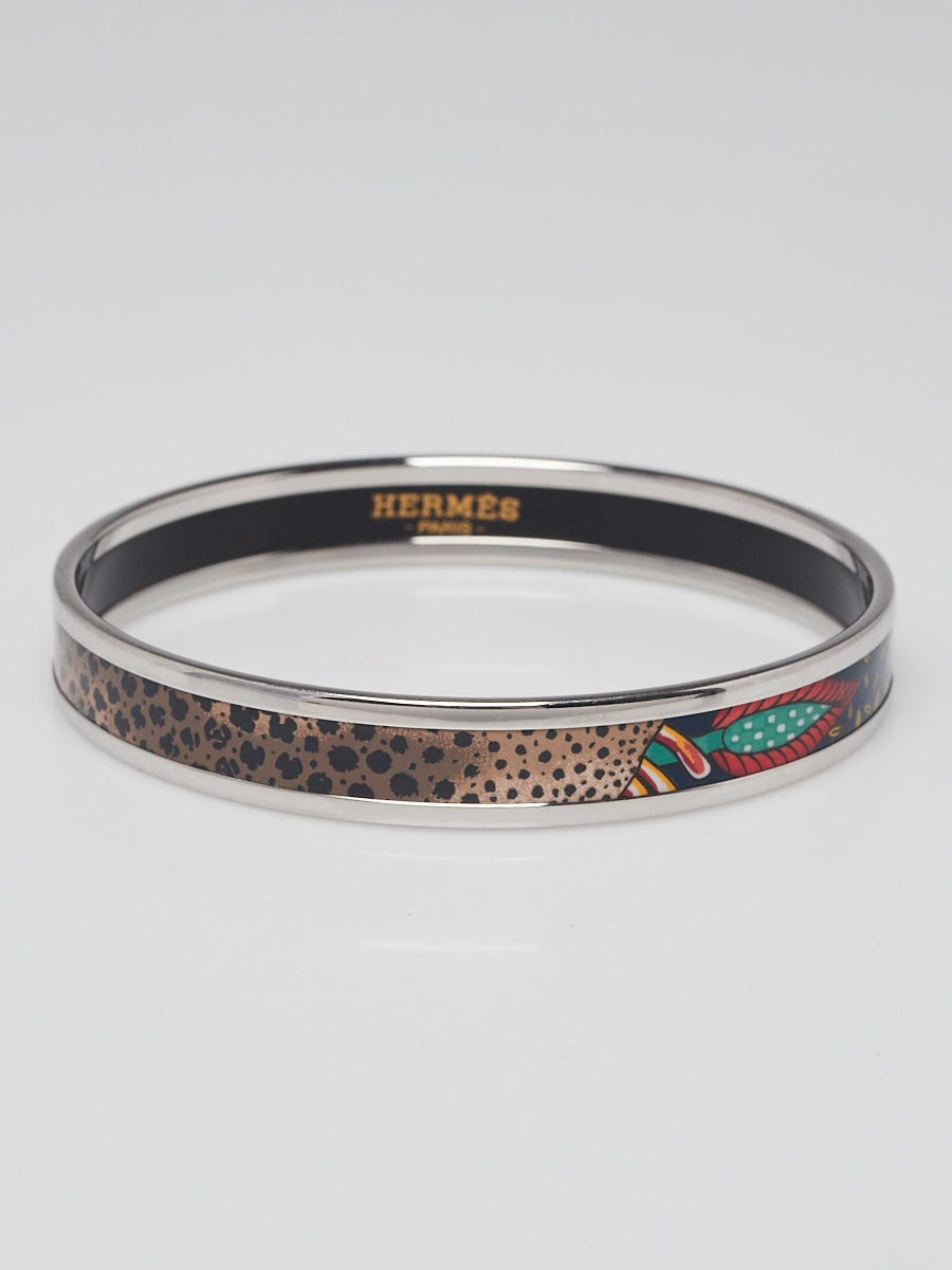 Multicolor Printed Enamel Narrow Bangle Bracelet