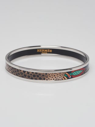 Multicolor Printed Enamel Narrow Bangle Bracelet