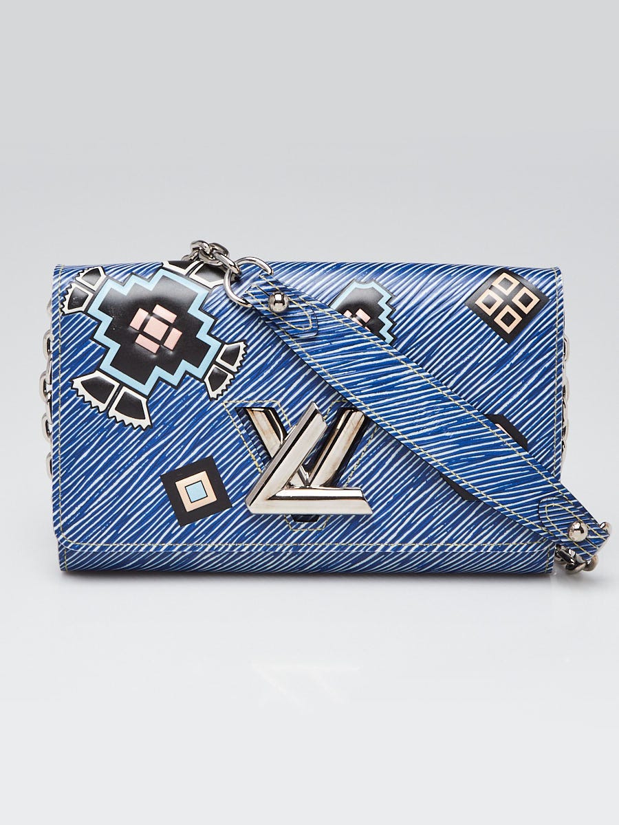 Louis Vuitton Blue Denim Aztec Epi Twist Wallet on Bag - Yoogi's Closet