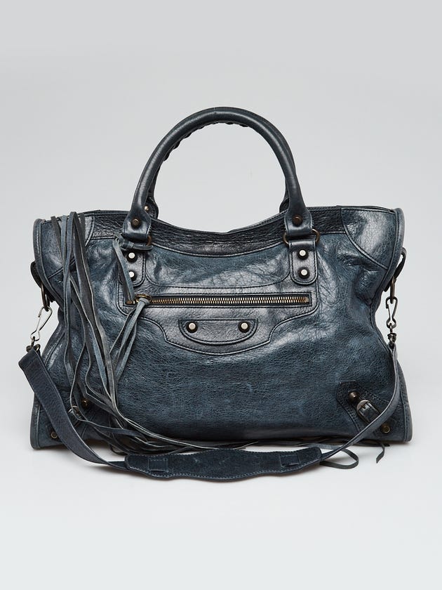 Balenciaga Dark Knight Lambskin Leather Motorcycle City Bag