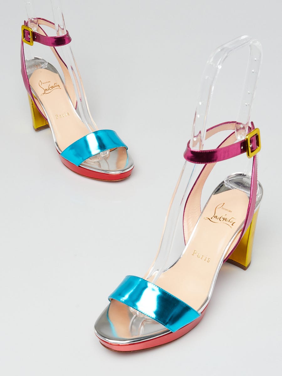 Christian Louboutin - Authenticated Sandal - Cloth Multicolour Abstract for Women, Very Good Condition