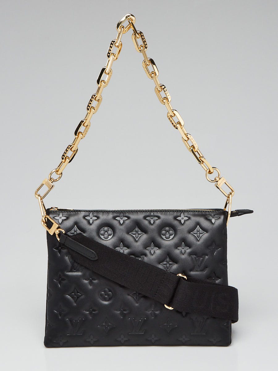 Louis Vuitton Black Monogram Embossed Lambskin Leather Coussin PM