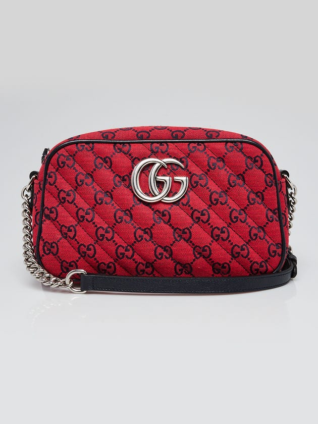 Gucci Red GG Diagonal Quilted Canvas Marmont Small Camera Bag