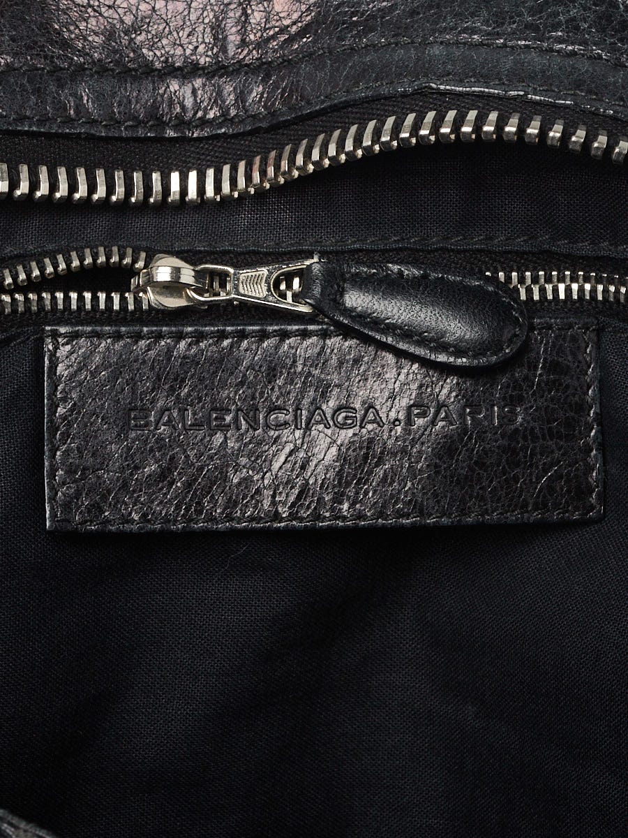 Balenciaga Black Lambskin Leather Giant 21 Silver Motorcycle